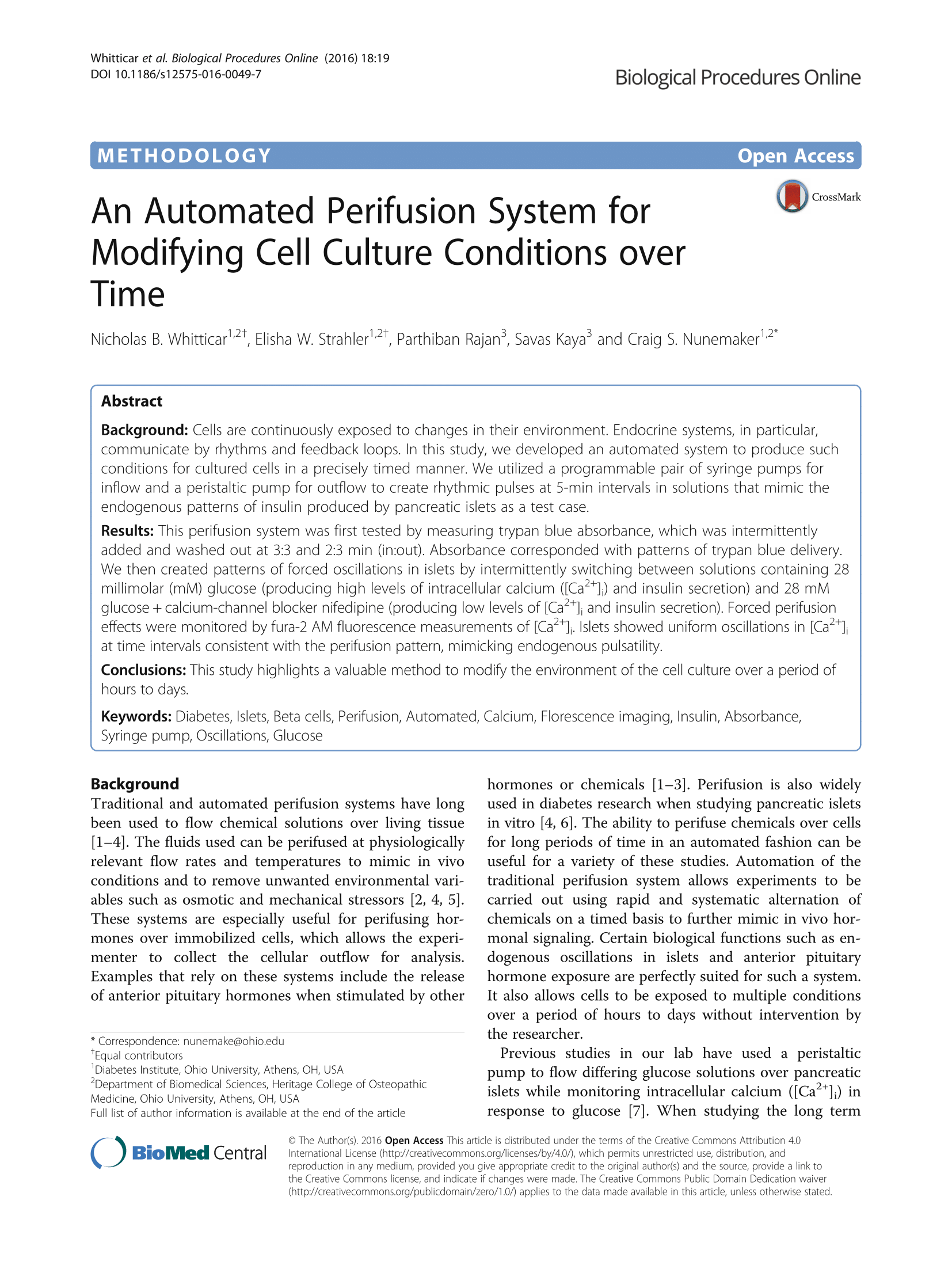 An Automated Perifusion System for Modifying Cell Culture Conditions over Time