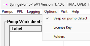 SPPV1 Options Menu drop-down